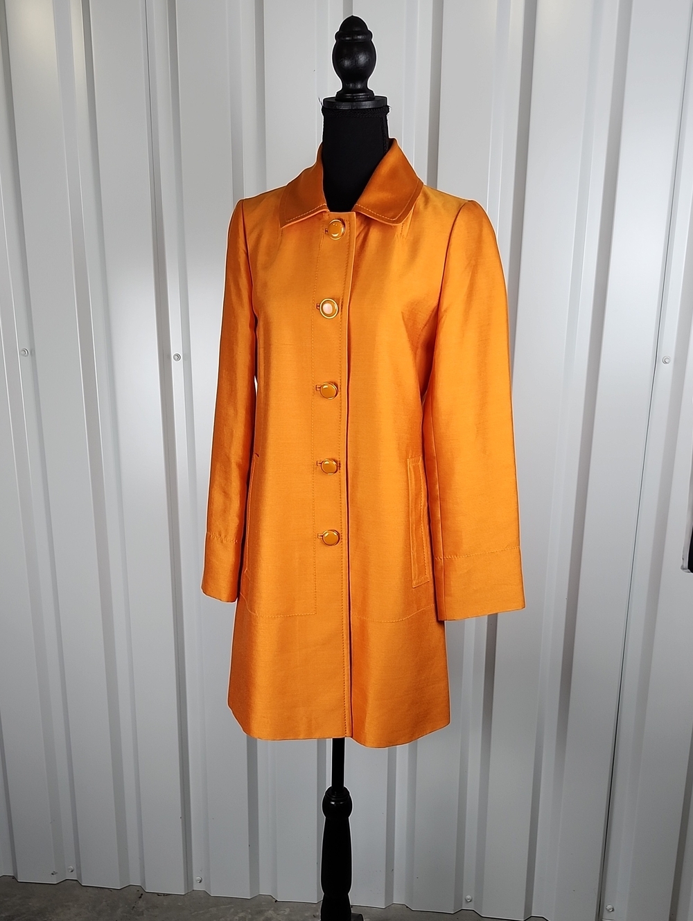 Banana Republic Womens Orange Silk Blend Single-Breasted Coat Small Preppy Retro